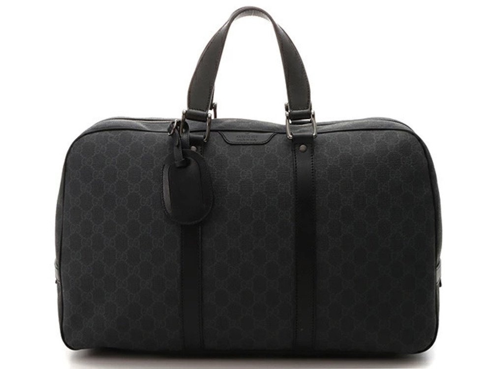 Gucci GG Supreme Boston Bag Black Gray Leather